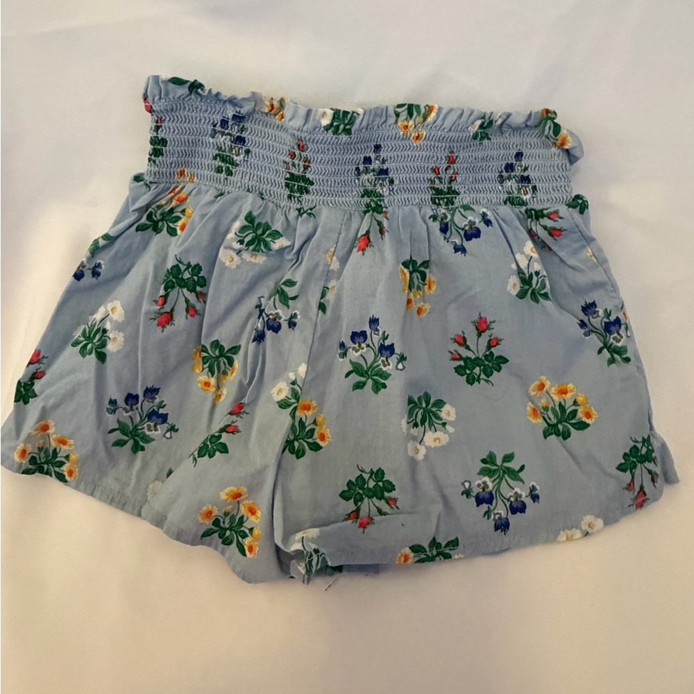 JANIE and JACK Blue Floral smocked band Shorts with pockets